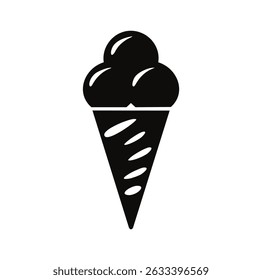 Minimalist black silhouette of melting ice cream top. Great for dessert logos, printables, and packaging