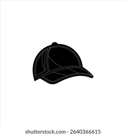 Minimalist black silhouette of a modern baseball cap. Perfect for logos, icons, branding, or minimalist design needs.