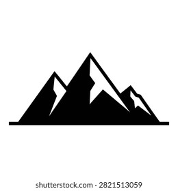 A minimalist black silhouette of a mountain range on a white background, evoking a sense of serenity and grandeur in nature
