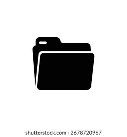 A minimalist black silhouette of an open folder, representing documents, files, or data storage.