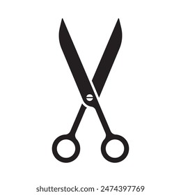 A minimalist black silhouette of a pair of scissors, symbolizing precision and creativity, ideal for a wide range of design applications.