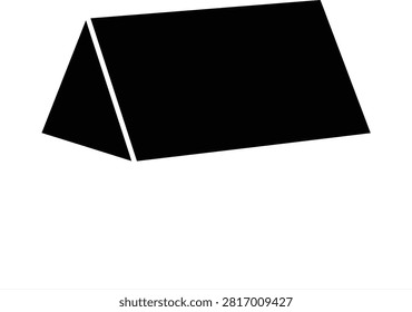 Minimalist black silhouette of a triangular desk nameplate holder isolated on white.