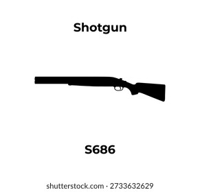 A minimalist black silhouette vector icon of an S686 double-barrel shotgun on a white background.