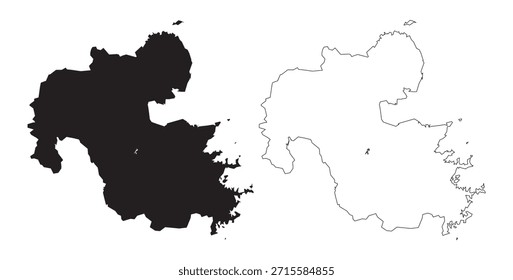 Mapa de Vector de silueta negra minimalista de la prefectura de Oita en Japón sobre fondo oscuro
