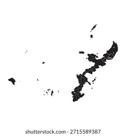 Mapa de Vector de silueta negra minimalista de la prefectura de Okinawa Japón con islas