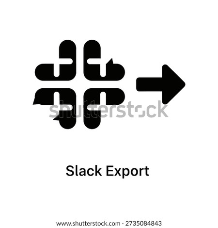 A minimalist black Slack export logo on a white background with an arrow indicating data movement.