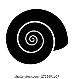 Minimalist Black Snail Shell Spiral Silhouette Vector Graphic