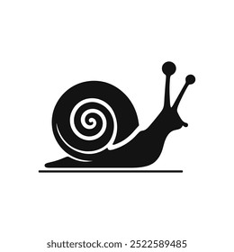 Minimalist Black Snail Silhouette Vector with Spiral Shell Design for Nature and Animal Illustrations