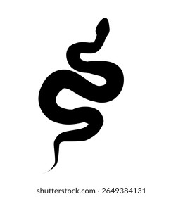 Minimalist Black Snake Icon on White Background