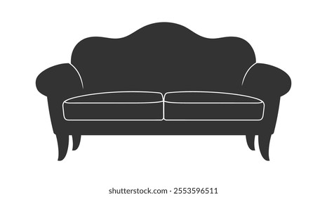 Minimalist Black Sofa Icon Geometric Symmetrical Design