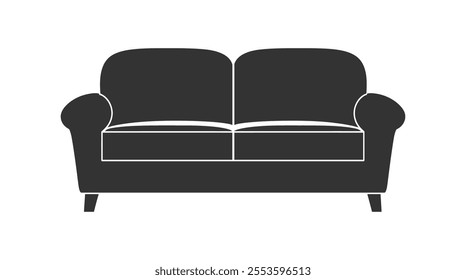 Minimalist Black Sofa Icon Geometric Symmetrical Design