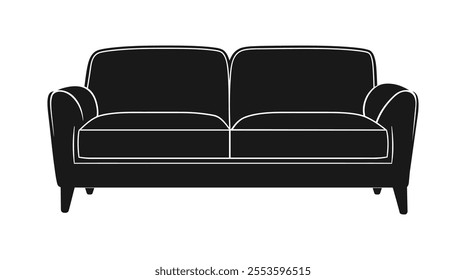 Minimalist Black Sofa Icon Geometric Symmetrical Design