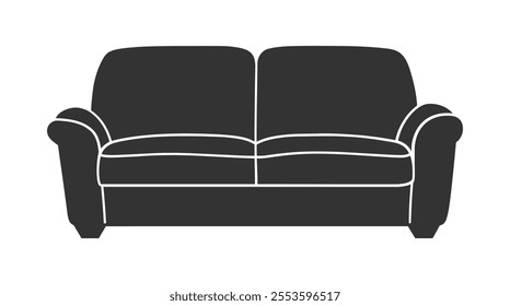 Minimalist Black Sofa Icon Geometric Symmetrical Design