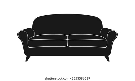 Minimalist Black Sofa Icon Geometric Symmetrical Design