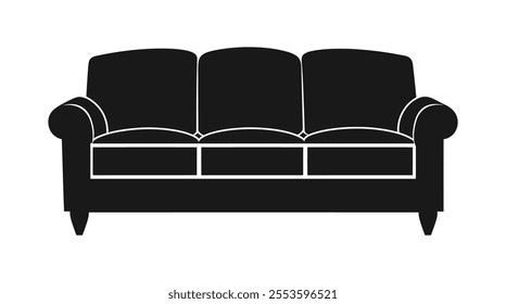 Minimalist Black Sofa Icon Geometric Symmetrical Design