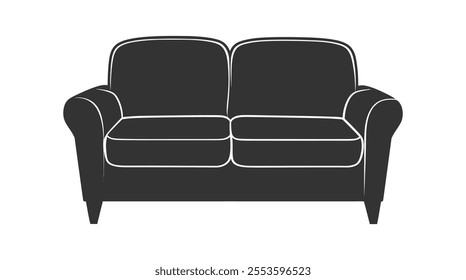 Minimalist Black Sofa Icon Geometric Symmetrical Design