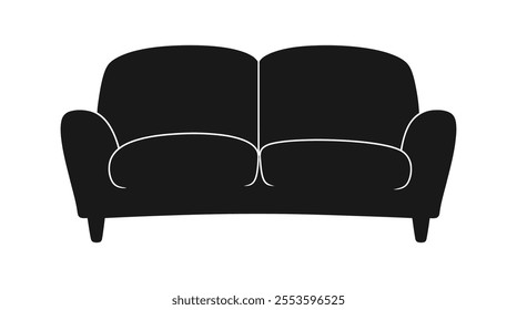 Minimalist Black Sofa Icon Geometric Symmetrical Design