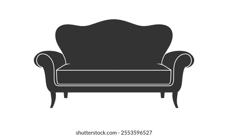 Minimalist Black Sofa Icon Geometric Symmetrical Design