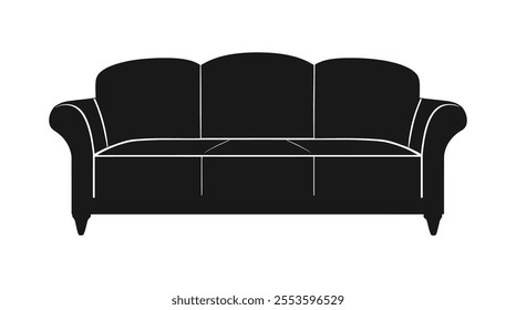 Minimalist Black Sofa Icon Geometric Symmetrical Design