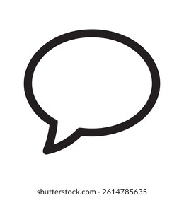 Minimalist Black Speech Bubble Outline Vector Icon Representing Dialogue and Communication for Digital Artwork Editable Vector Illustration Isolated on a White Background