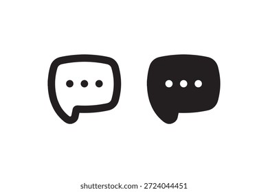 Minimalist black speech bubbles illustration with ellipsis.