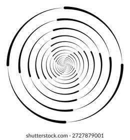 Minimalistisches konzentrisches, schwarzes Spiralwirbel-Element.