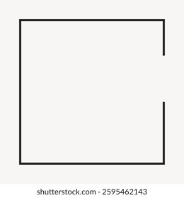 Minimalist black square outline on a light gray background. Simple square design, square shape, square border. Geometric art. Background vector.