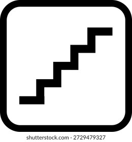 Icono de Vector minimalista de escalera negra para señalización de edificios