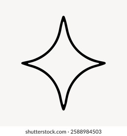 Minimalist black star shape on a white background. Simple star design, star outline, symbol. Clean lines, minimalist art, geometric star shape. Element vector.