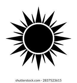 Minimalist black sunburst icon with sharp rays