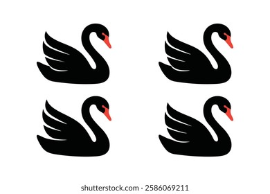 Minimalist Black Swan Silhouette Illustration