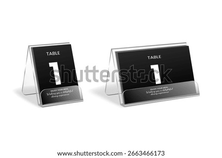 Minimalist black table number 1 restaurant sign mockup