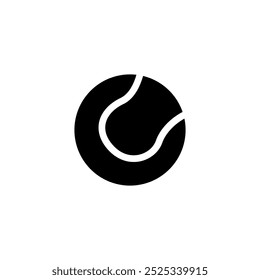 Minimalist black tennis ball icon, perfect for web and mobile applications.