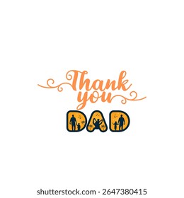 Minimalist black text design reading "Thank You Dad" with bold lettering. Great for Father's Day, greeting cards, family events, and appreciation-themed designs or merchandise.