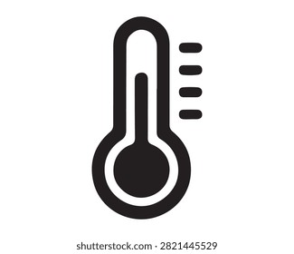 Minimalist black thermometer icon representing temperature measurement with thermometer temperature measurement interface forecast meteorology instrument information climatology environment