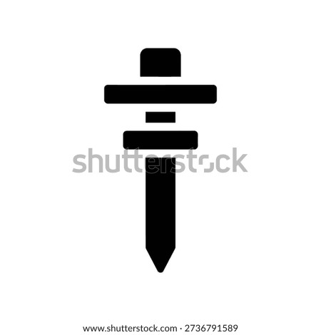 A minimalist black thumbtack icon on a white background, ideal for graphic design and digital use.