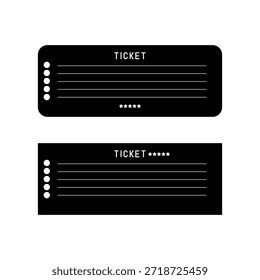 Diseño minimalista de Plantilla de entradas negras con estrellas y líneas en blanco para eventos
