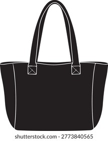 Minimalist black tote bag featuring white trim edges and cross shoulder straps, ready for everyday use.