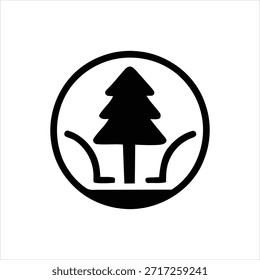 Minimalist black tree icon inside circle symbolizing growth and nature