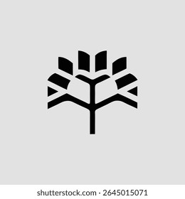 Minimalist black tree logo on transparent background