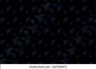 Minimalist Black triangular abstract background, Grunge surface, 3d Illustration, vector art, 3d geometric pattern, design vector dark background, Volume realistic texture.