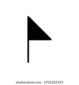 A minimalist black triangular flag symbol, isolated on a clean white backdrop. Soccer and Sport Line Icon. Isolated Vector Clip Art.
