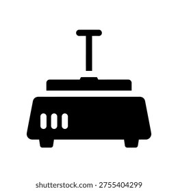 Minimalist black turntable icon with a simple T-shaped handle on a white background.