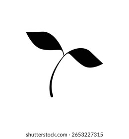 Icono de dos hojas negro minimalista