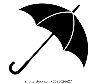 Minimalist Black Umbrella Icon Isolated White Background – High-Quality Vector Silhouettes for Websites, Mobile Apps, Branding | Simple Umbrella Symbol for Graphic Design, UI Elements.
