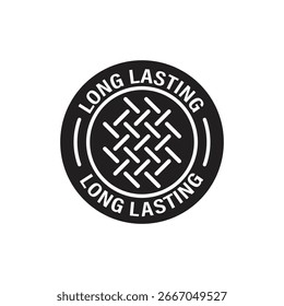 Minimalist black vector icon indicating long-term durability via clock design