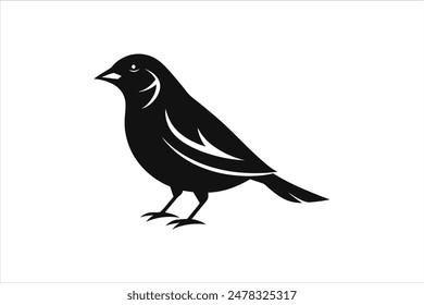 Minimalist black vector illustration of a beautiful Grosbeak bird silhouette, showcasing intricate artwork.