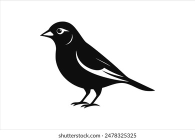 Minimalist black vector illustration of a beautiful Grosbeak bird silhouette, showcasing intricate artwork.