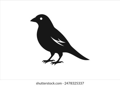 Minimalist black vector illustration of a beautiful Grosbeak bird silhouette, showcasing intricate artwork.