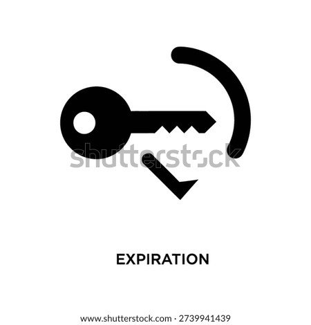 Minimalist black vector illustration of a key shaped as an expiration deadline, symbolizing time limits, urgency, and deadlines in a clean, modern design.